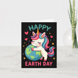 Cute Unicorn Happy Earth Day Groovy Women Men Kids Card