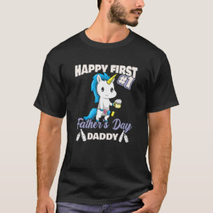 Cute Unicorn Happy First Father's Day Daddy Bbq Be T-Shirt