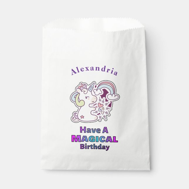 Cute Unicorn Have A Magical Birthday Favour Bags (Front)