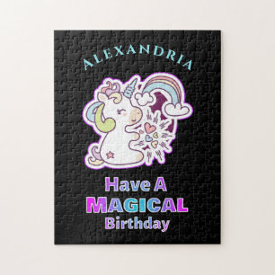 Cute Unicorn Have A Magical Birthday Jigsaw Puzzle