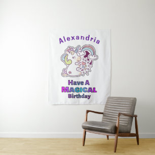 Cute Unicorn Have A Magical Birthday Tapestry