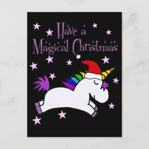 Cute unicorn Have a Magical Christmas Cartoon Postcard
