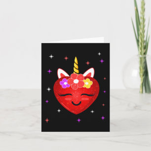 Cute Unicorn Heart Valentines Day Girls Kids  Card