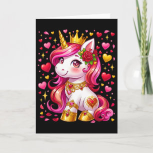 Cute Unicorn Heart Valentines Day Girls Kids Valen Card