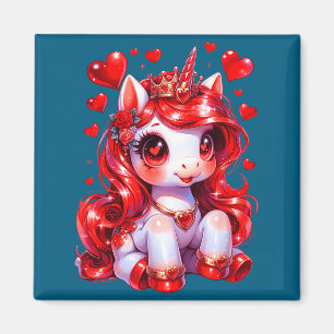 Cute unicorn heart valentines day girls kids women magnet