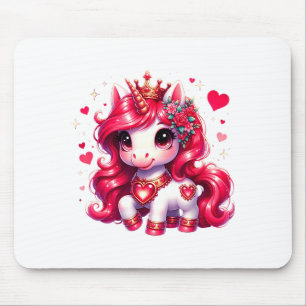 Cute unicorn heart valentines day girls kids women mouse mat