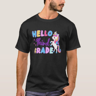 Cute Unicorn Hello Third 3rd Grade Goodbye 2nd Sch T-Shirt
