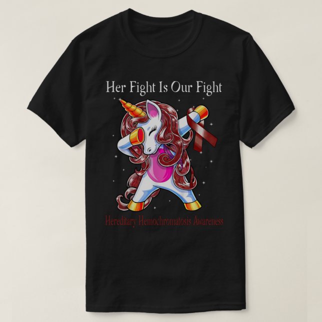 Cute Unicorn Her Fight Is Our Fight Hereditary Hem T-Shirt (Design Front)