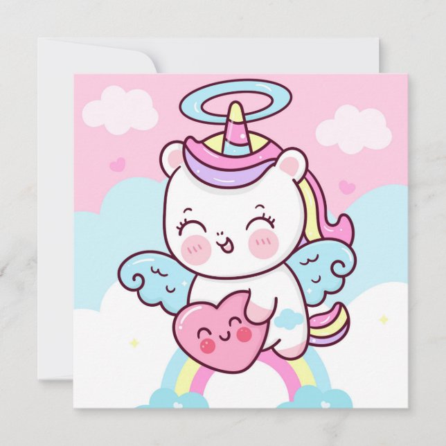 Cute Unicorn  Holiday Card (Front)