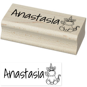 Cute Unicorn Horse Pony Graphic Custom Name Text Rubber Stamp