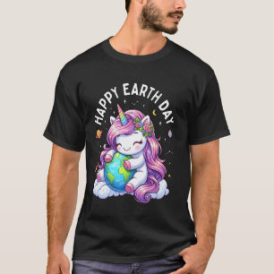 Cute Unicorn Hugging Planet Earth Happy Earth Day T-Shirt
