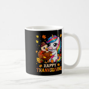 Cute Unicorn Hugs Turkey Happy Thanksgiving Girls  Coffee Mug