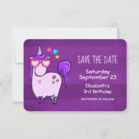 Cute Unicorn in Heart Shaped Glasses Birthday