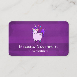 Cute Unicorn in Heart Shaped Glasses Business Card