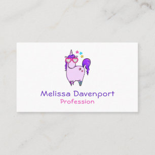 Cute Unicorn in Heart Shaped Glasses Business Card