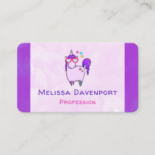 Cute Unicorn in Heart Shaped Glasses Business Card