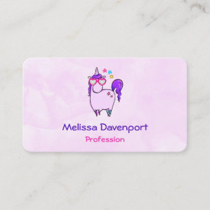 Cute Unicorn in Heart Shaped Glasses Business Card