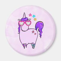 Cute Unicorn in Heart Shaped Glasses