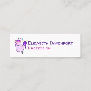 Cute Unicorn in Heart Shaped Glasses Mini Business Card