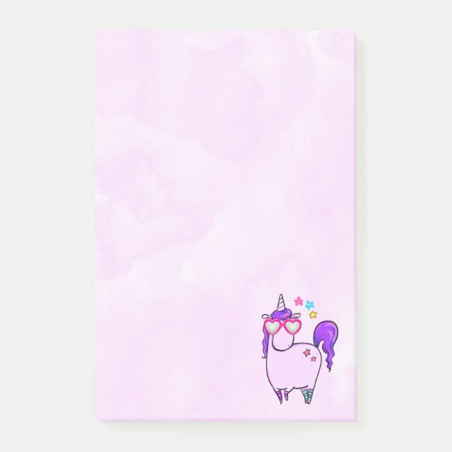 Cute Unicorn in Heart Shaped Glasses Post-it Notes (Front)
