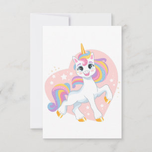Cute unicorn in the heart thank you card