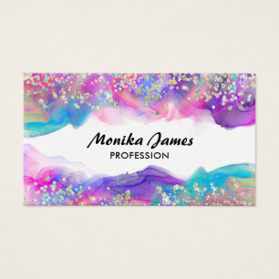 Cute Unicorn Ink Holographic Faux Glitter Monogram