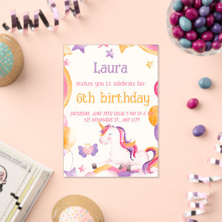Cute Unicorn Invitation for Girls