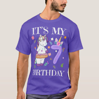 Cute Unicorn Its My 7th Birthday T-Shirt
