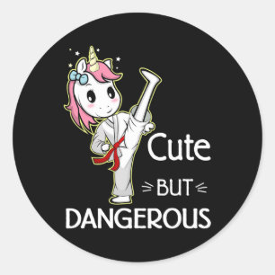 Cute Unicorn Karate Taekwondo Classic Round Sticker