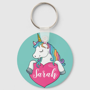 Cute unicorn keychain with custom girl's name
