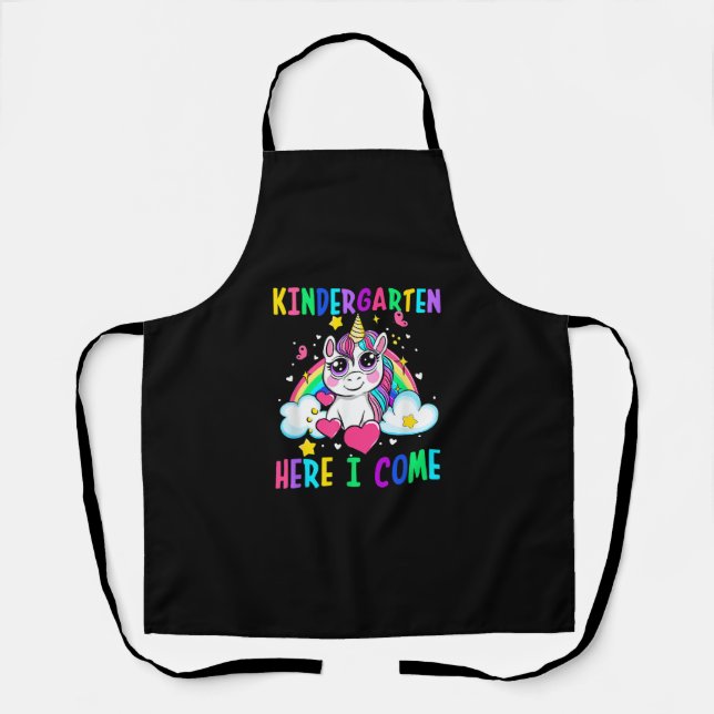 Cute Unicorn Kindergarten Here I Come School Kinde Apron (Front)