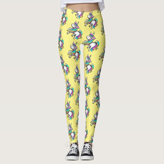 Cute Unicorn Leggings Yellow (Front)