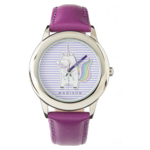 Cute Unicorn - Lilac Striped Watch