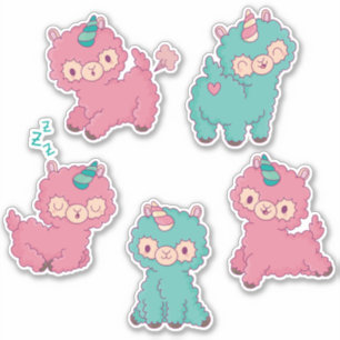 Cute Unicorn Llamas Sticker