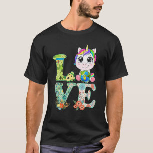 Cute Unicorn Love World Earth Day 2022 Environment T-Shirt