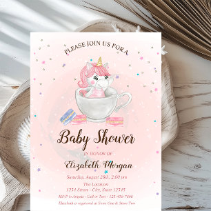 Cute Unicorn,Macaroons, Stars Baby Shower Invitation