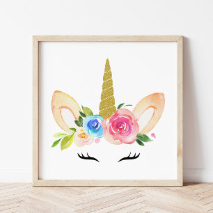 Cute Unicorn, Magic Unicorn, Girl Nursery, Pink Poster