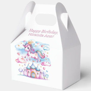 Cute Unicorn Magical Castle Girl Birthday Party Favour Box