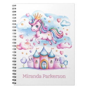 Cute Unicorn Magical Castle Girl Custom Gift Notebook