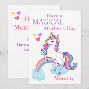 Cute Unicorn Magical Mother's Day Kids Card