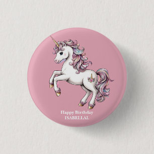 Cute unicorn magical princess  girly birthday kids 3 cm round badge
