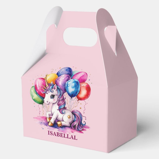 Cute unicorn magical princess  girly birthday kids favour box (Front)