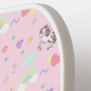 Cute unicorn magical princess girly birthday kids pickleball paddle