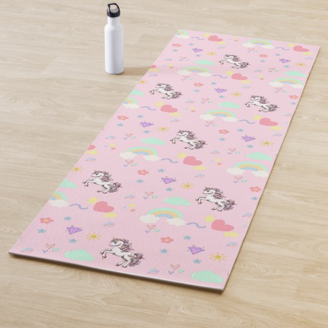 Cute unicorn magical princess  girly birthday kids yoga mat (In Situ)