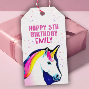 Cute Unicorn Magical Star Girl Happy Birthday Gift Tags