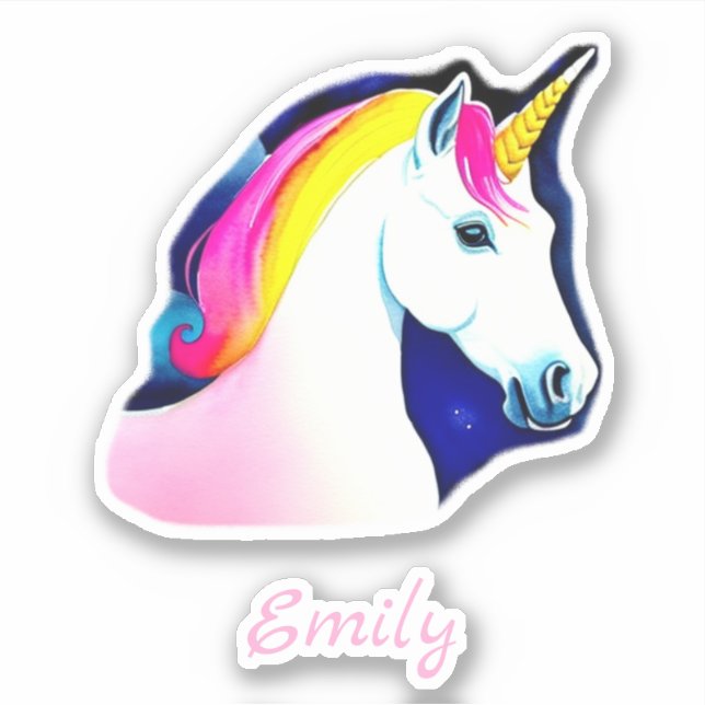 Cute Unicorn Magical Stars Drawing Girl Name (Front)