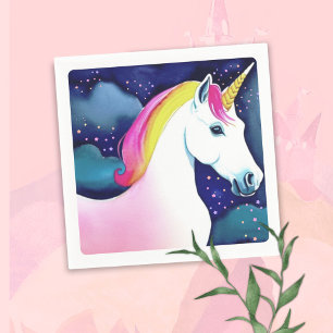 Cute Unicorn Magical Stars Girl Birthday  Napkin