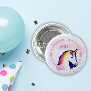 Cute Unicorn Magical Stars Girl Name Birthday  3 Cm Round Badge