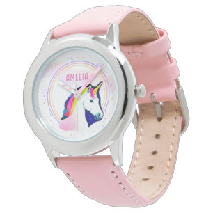 Cute Unicorn Magical Stars Girl Name Watch