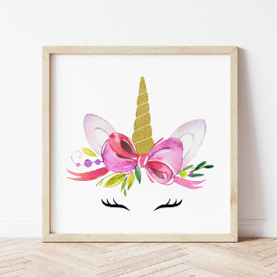 Cute Unicorn, Magical Unicorn, Girl Nursery, Pink Photo Print